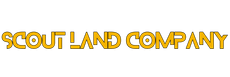 A logo for scoutland company with a shield on a white background