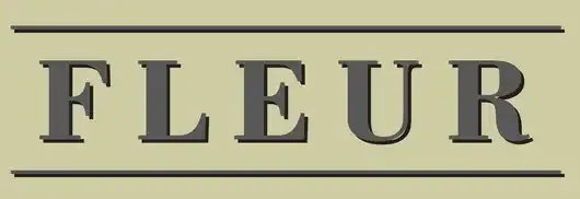 the word fleur is written in black letters on a beige background .