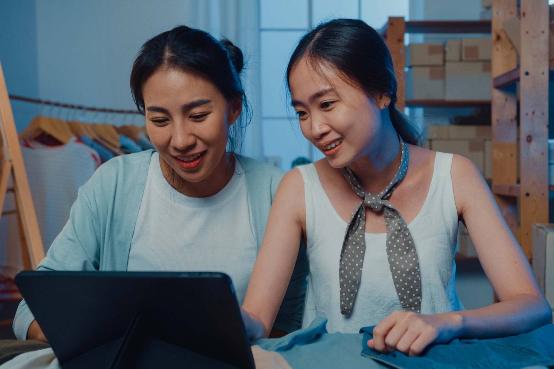 Young Asian Women on Laptop