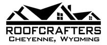 A black and white logo for roofcrafters in cheyenne , wyoming.
