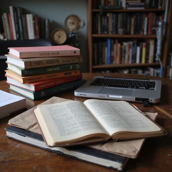 Stack of books on a desk