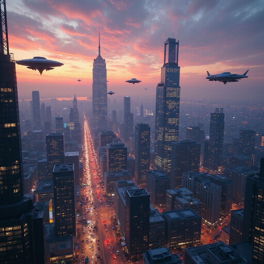 Futuristic city skyline
