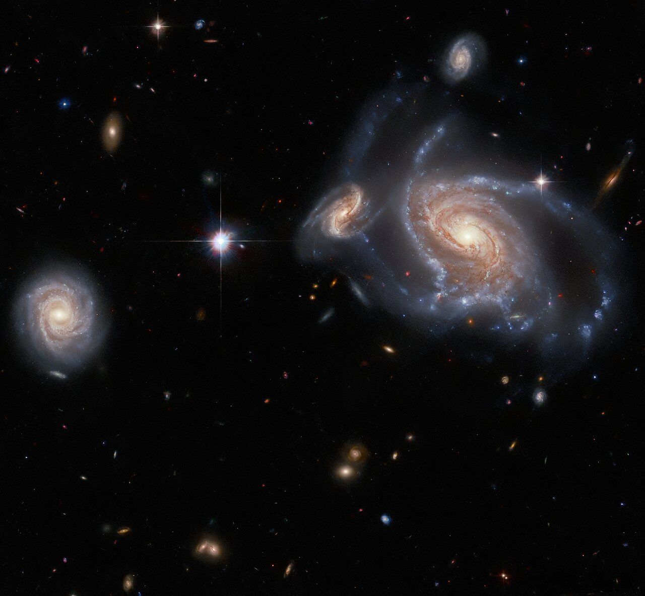 Multiple spiral galaxies