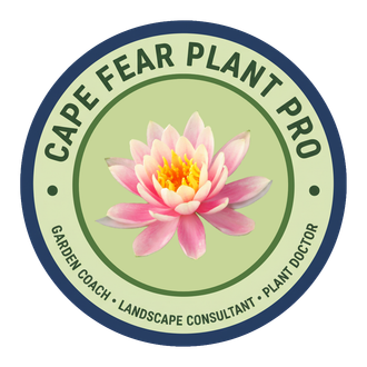 Circular logo: pink water lily, 