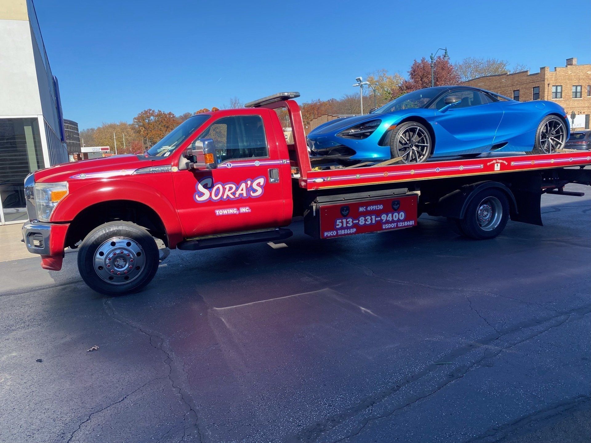 Blue Car Carrying - Milford, OH - Sora’s Towing, Inc.