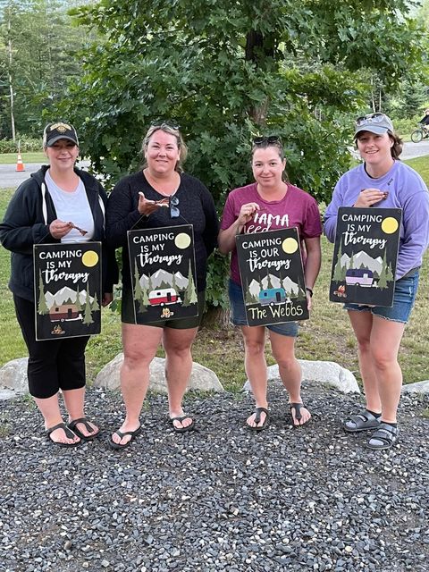 A group of women are standing next to each other holding signs.