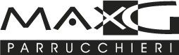 Un logo in bianco e nero per un salone da parrucchiere chiamato max g parrucchieri.