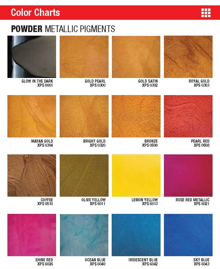 Color Chart of Powder Metallic Pigments Page 1 - Louisville, KY - Derby City Epoxy