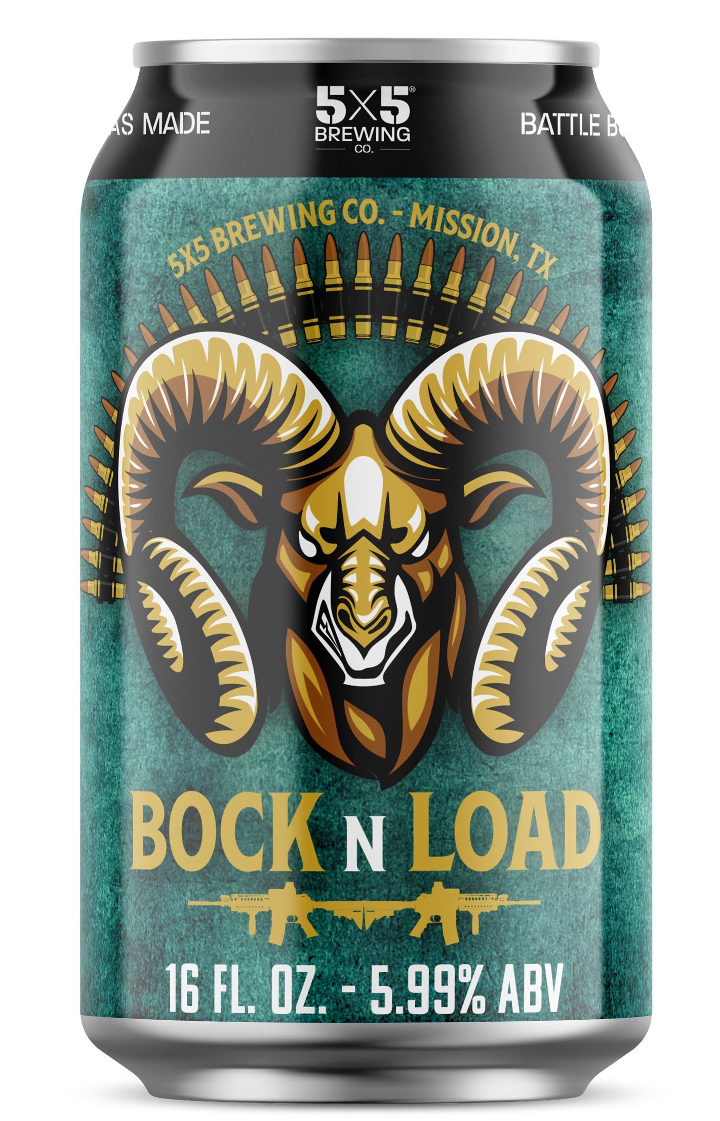 A can of bock n load beer with a ram head on it.