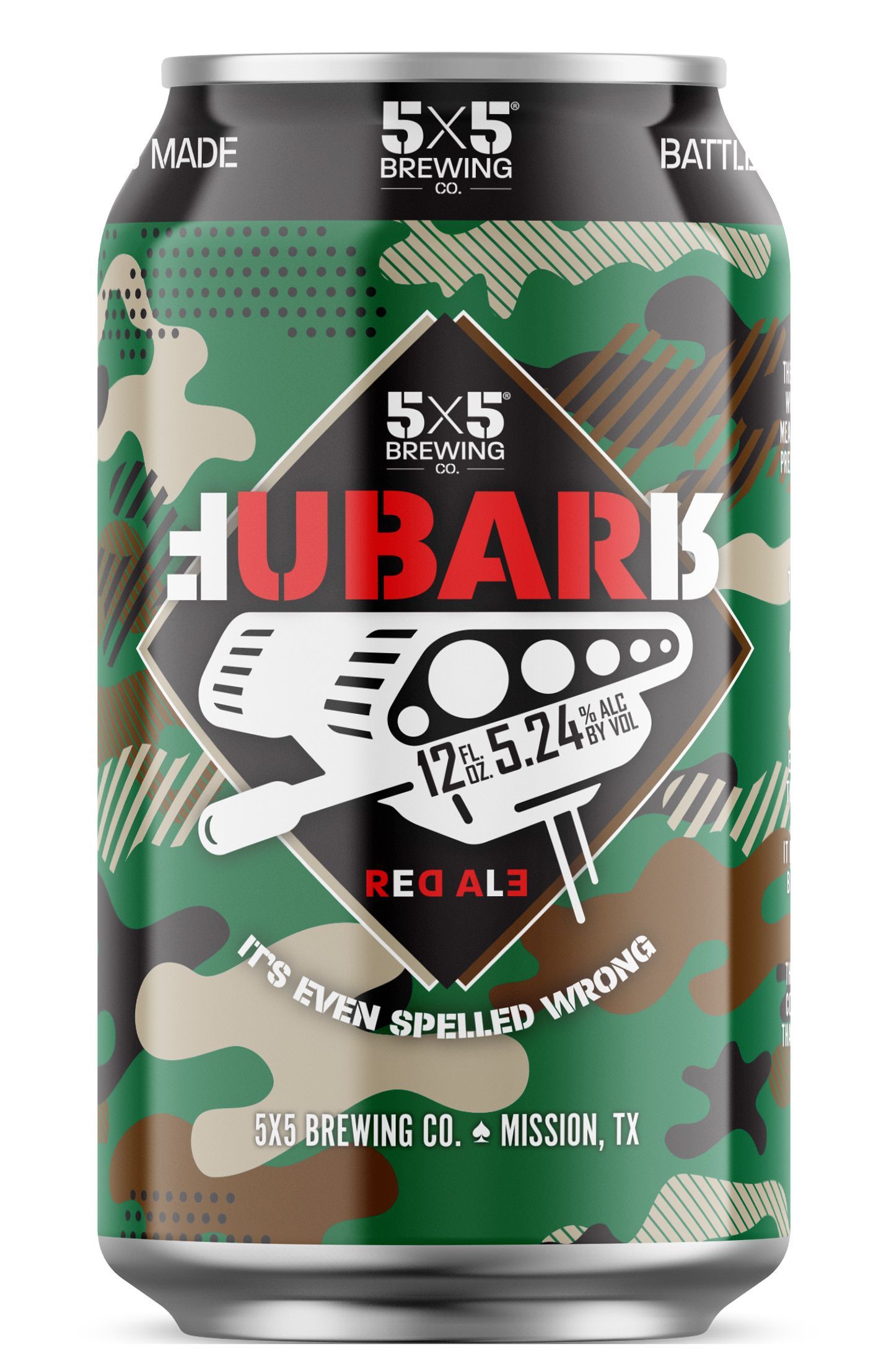 A can of beer with a camouflage design on it.