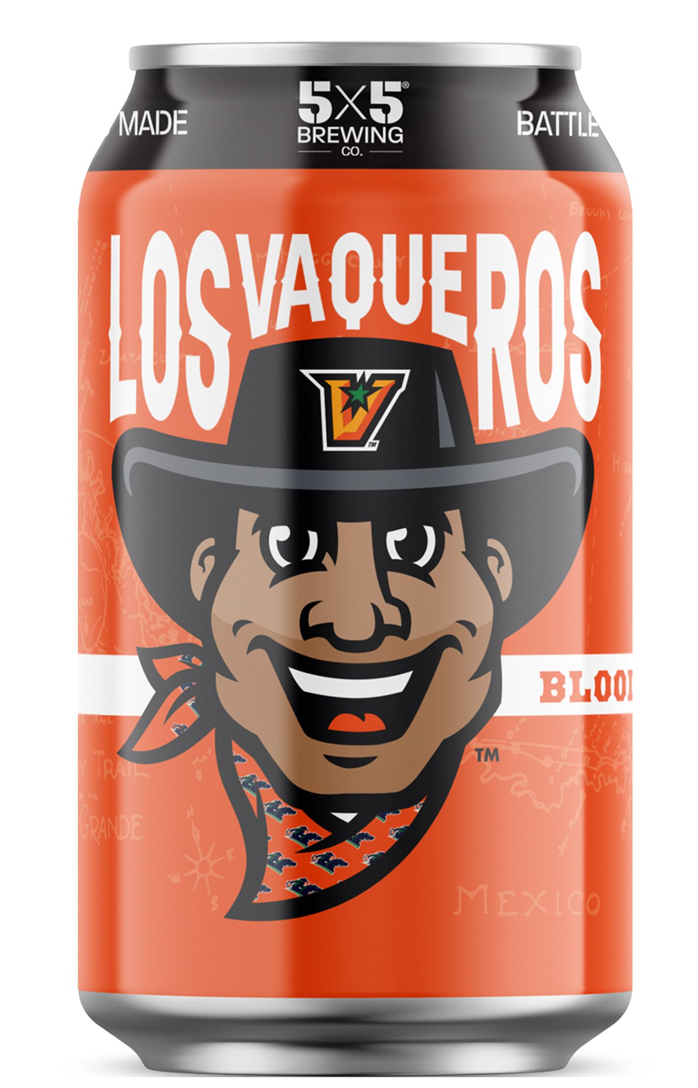 A can of los vaqueros beer with a cowboy on it.