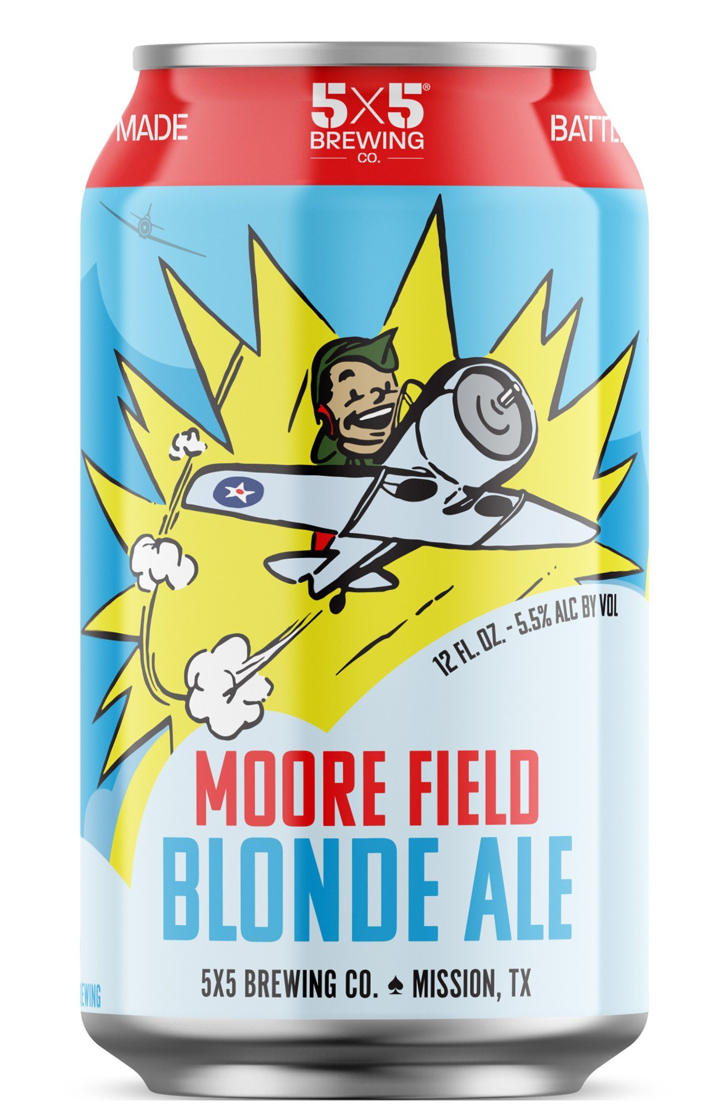 A can of moore field blonde ale from 5x5 brewing company