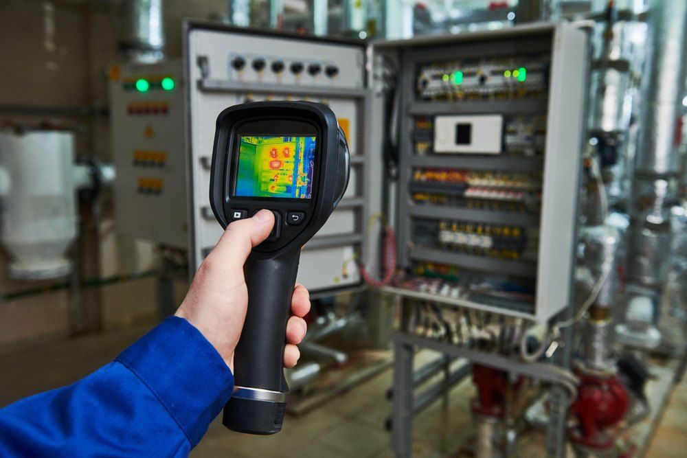 A Person is Holding a Thermal Camera in Their Hand in a Factory — Dylko Electrical in Wauchope, NSW