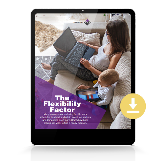 The Cover of a Downloadable Guide From The Wilner Group on a tablet called The Flexibility Factor