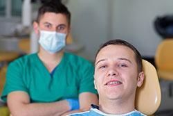 middle aged boy leaning on chair for braces  - Lincoln, NE - Blome Family Dentistry