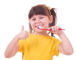 little girl brushing teeth  - Lincoln, NE - Blome Family Dentistry