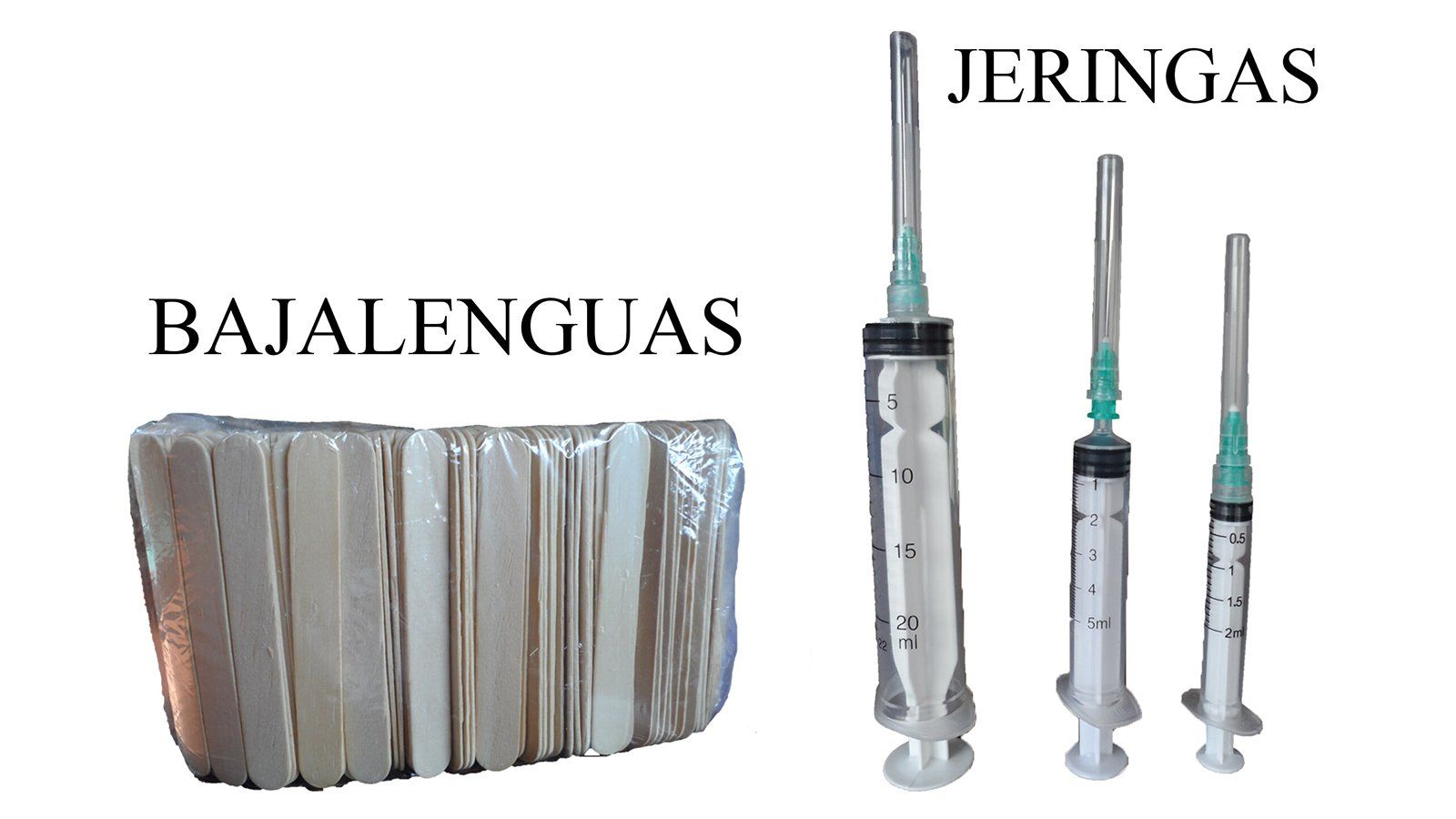 AA Accesorios y Prendas Desechables bajalenguas y jeringas