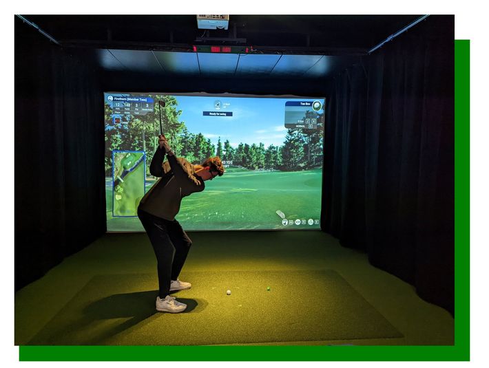 Man Playing Golf — Moorhead, MN — The Clubhouse Indoor Golf Lounge
