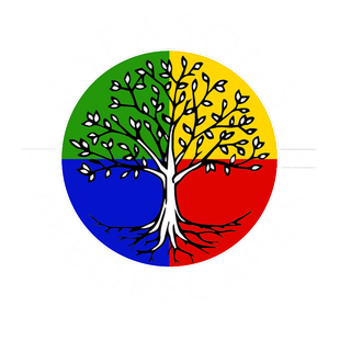 A tree in a circle with four different colors