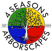 4 Seasons ArborScapes logo with a colorful tree split into green, yellow, blue, and red sections; EST. 2009