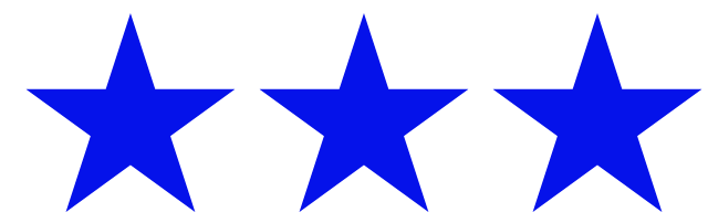 Three blue stars on a white background