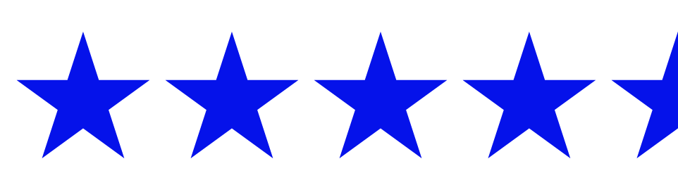 A row of blue stars on a white background