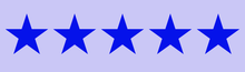 Five blue stars are lined up in a row on a purple background.