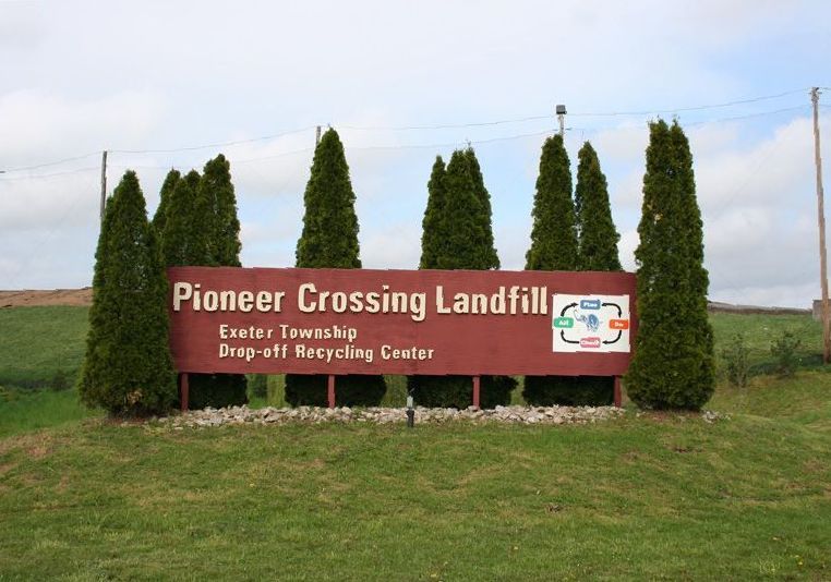 Photo of the Pioneer Crossing Landfill sign in Birdsboro, PA