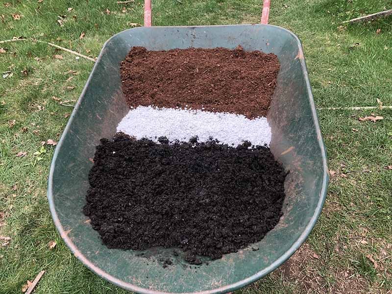 soil in wheelbarrow