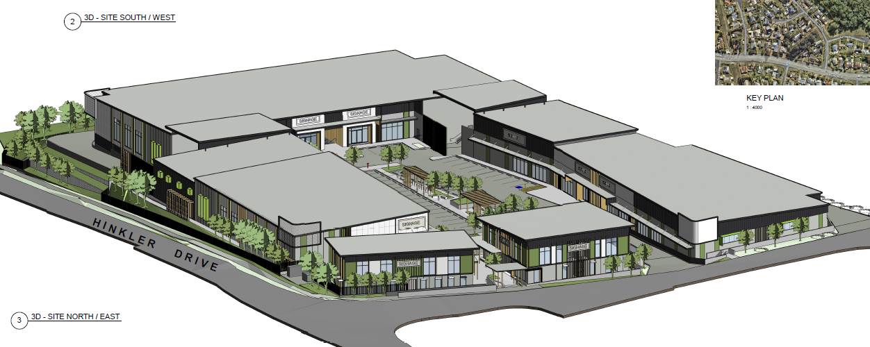 Land survey map showing property lines, buildings, and contour lines; includes labels and measurements.