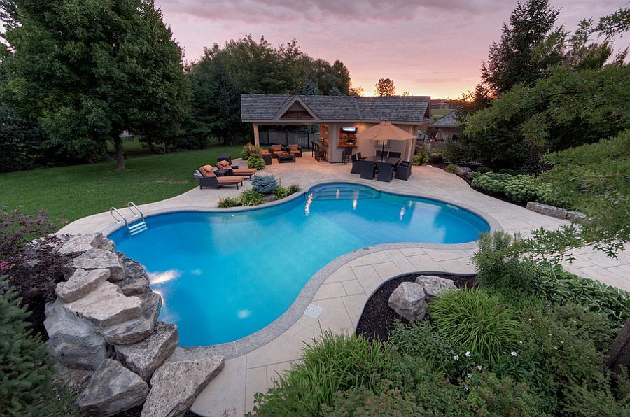 stamped concrete pool deck in Calgary