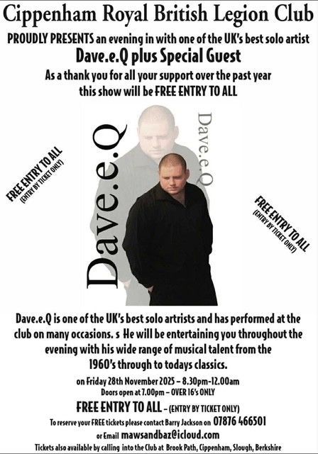 Dave E Q at the Cippenham Royal British Legion