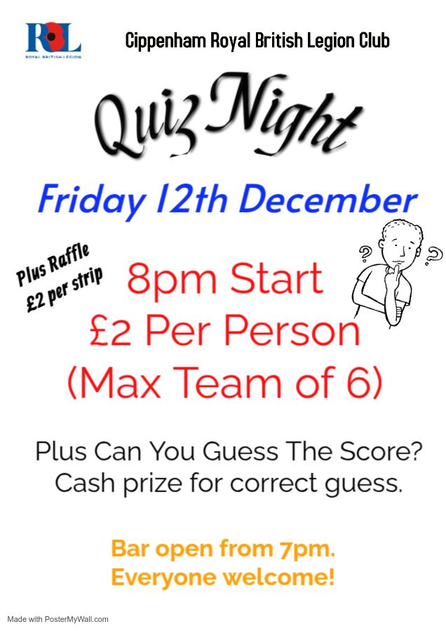 Quiz Night at the Cippenham Royal British Legion Club