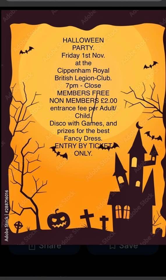 Friday 1st November Halloween Party Night at the CRBLC