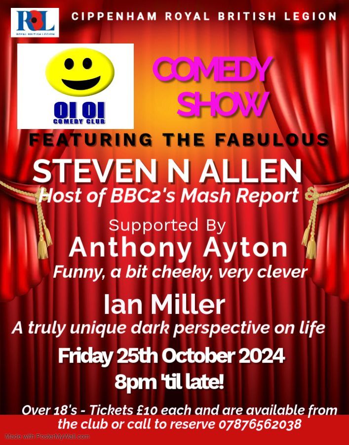 Friday 25th October Comedy Night at the Cippenham Royal British Legion Club