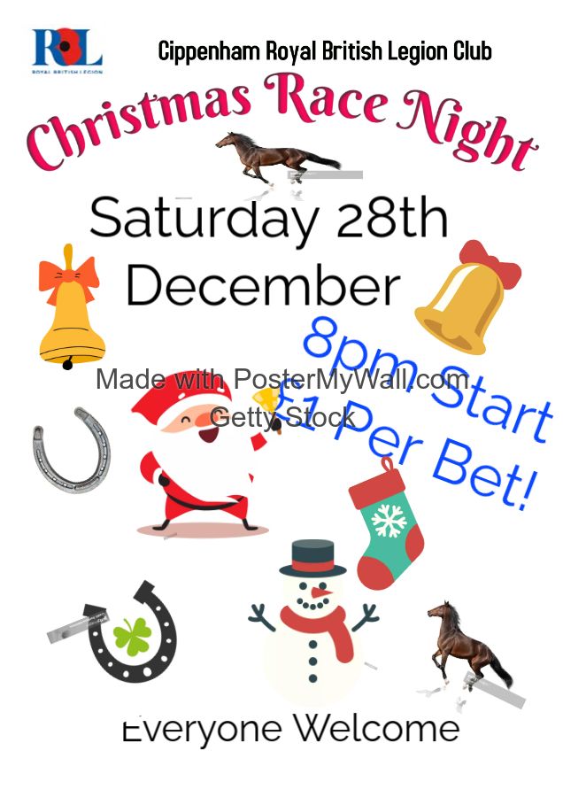 Saturday 28th December Race Night at the CRBLC