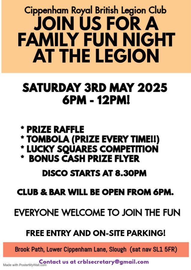 Family night at the Cippenham Royal British Legion Club