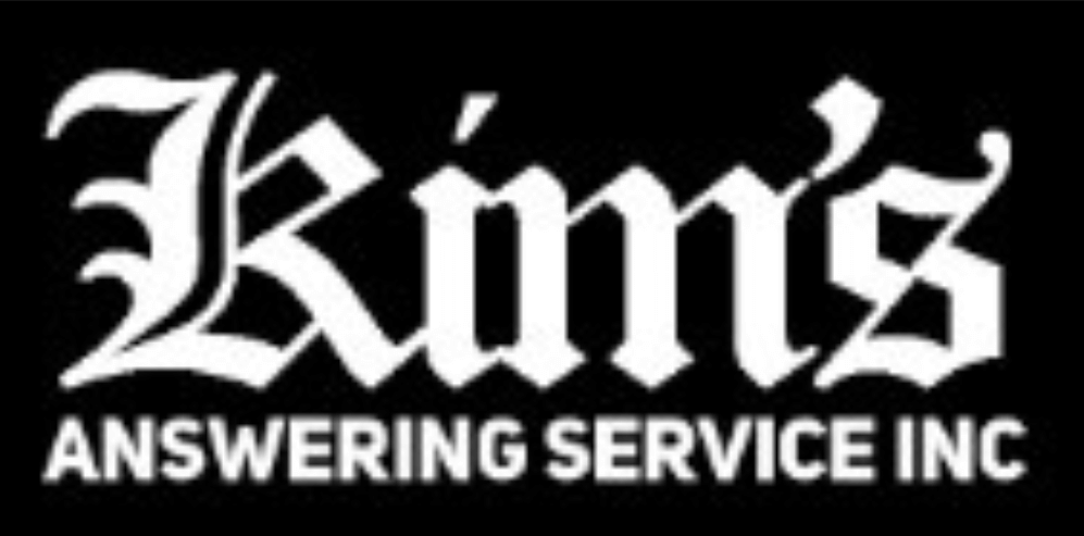 A black and white logo for kim 's answering service inc