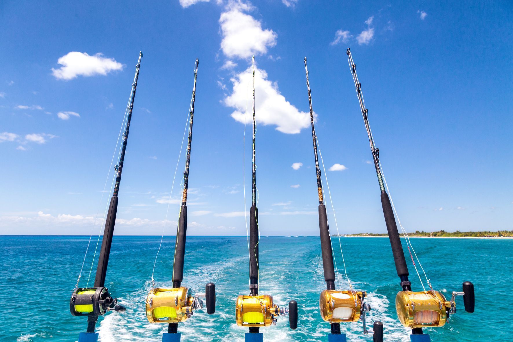 Fishing rods on a boat in Florida