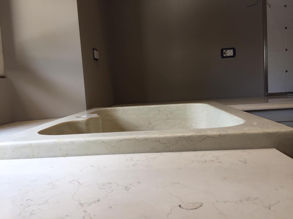 Piano lavello in legno effetto marmo