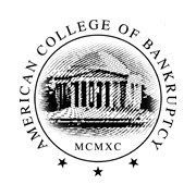 The logo of the American College of Bankruptcy featuring a building illustration and the Roman numeral MCMXC.