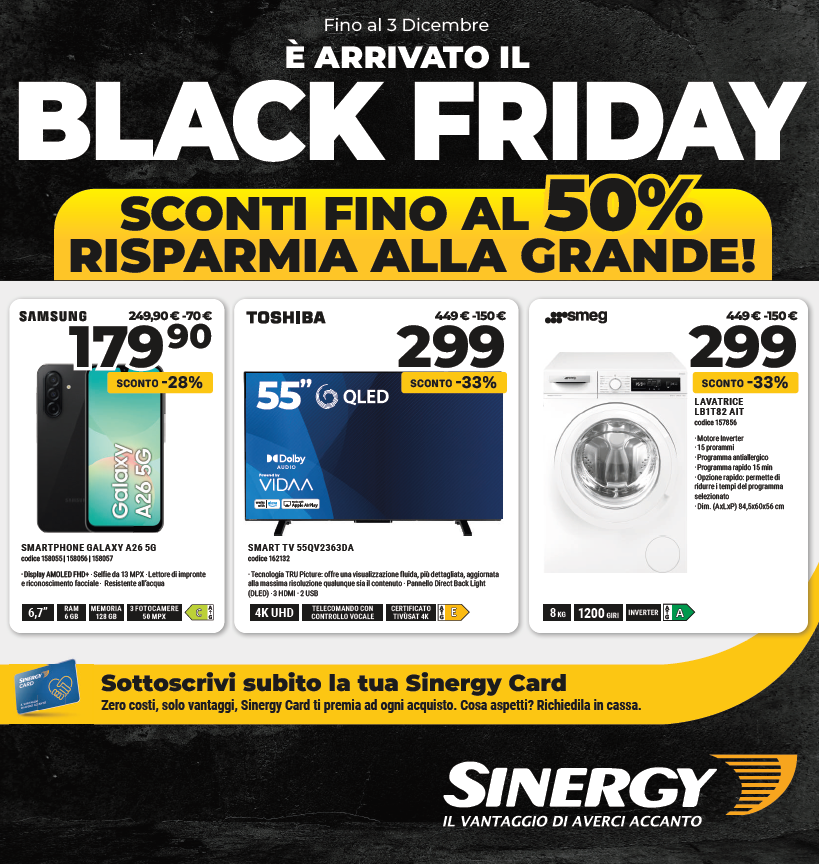 Offerte Black Friday Sinergy Grosseto