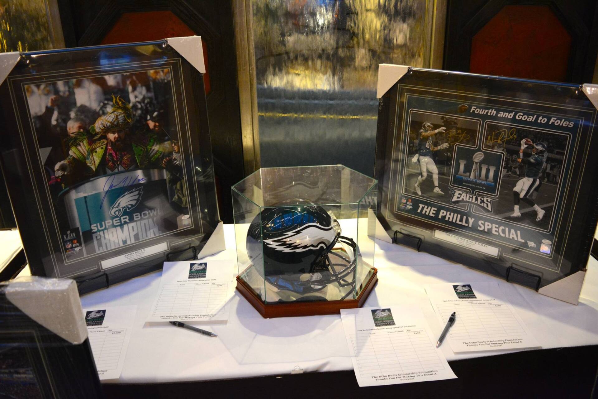 A table with a few boxes on it that say phillies special