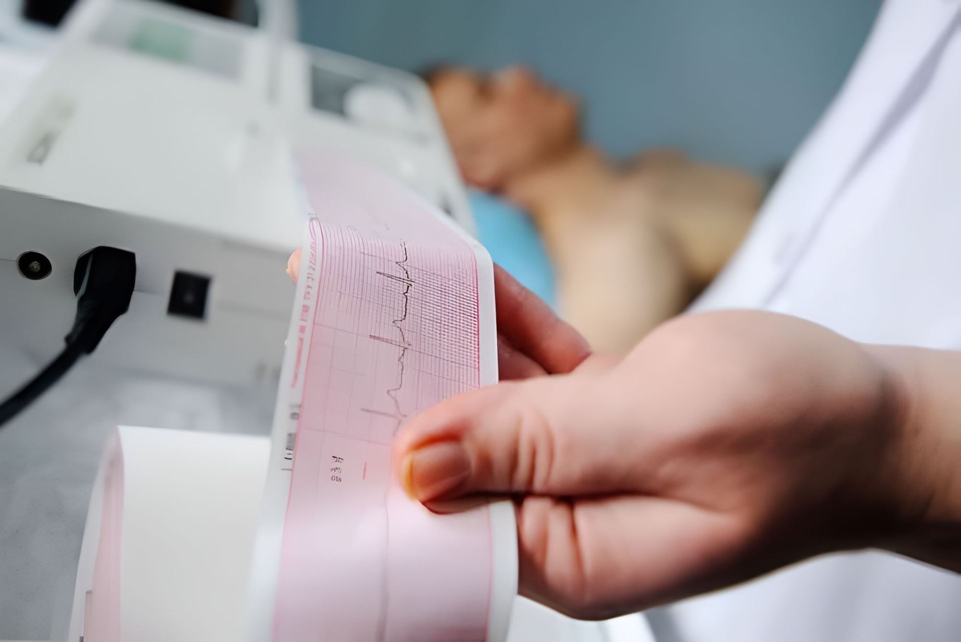 A Nurse Is Holding A Roll Of ECG Paper In Front Of A Patient — Mall Medical Centre In Alice Springs, NT