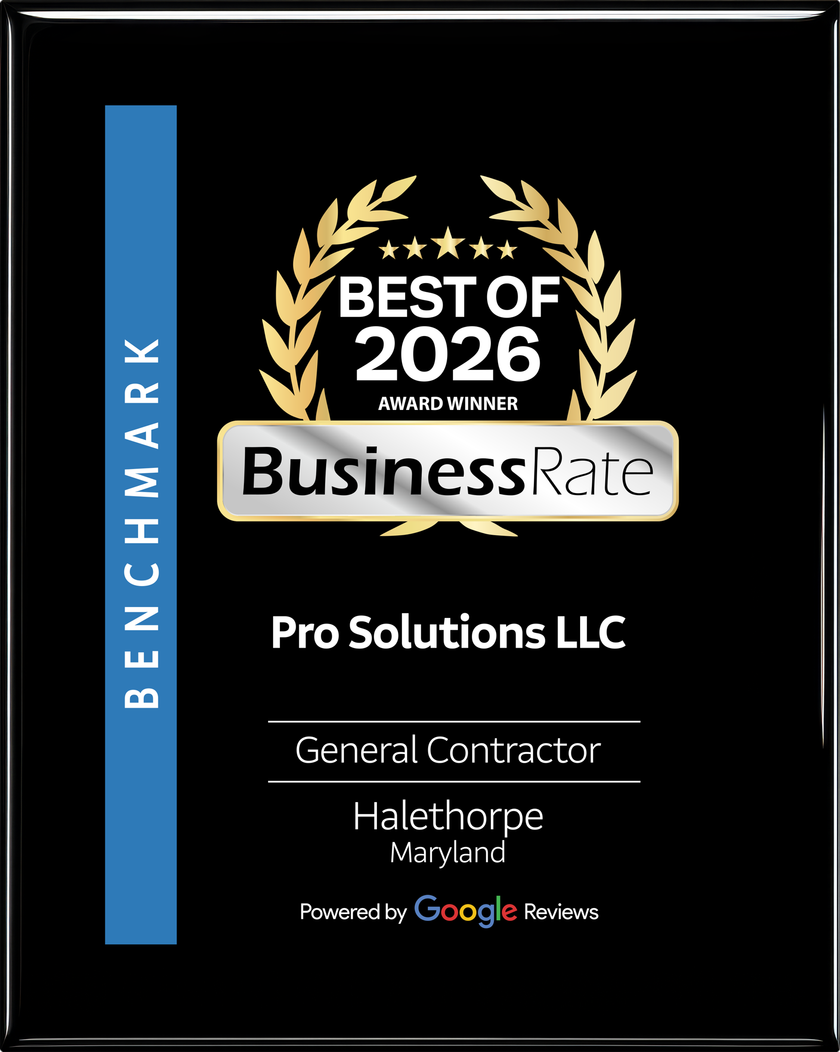 Black business award plaque with gold “Best of 2026” laurel and vertical blue “Benchmark” strip