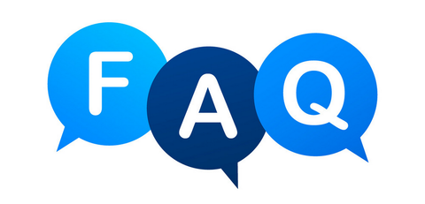 FAQ letters F, A, and Q inside blue speech bubbles.