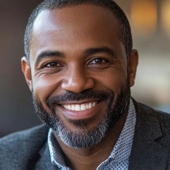 A man with a beard is smiling for the camera.
