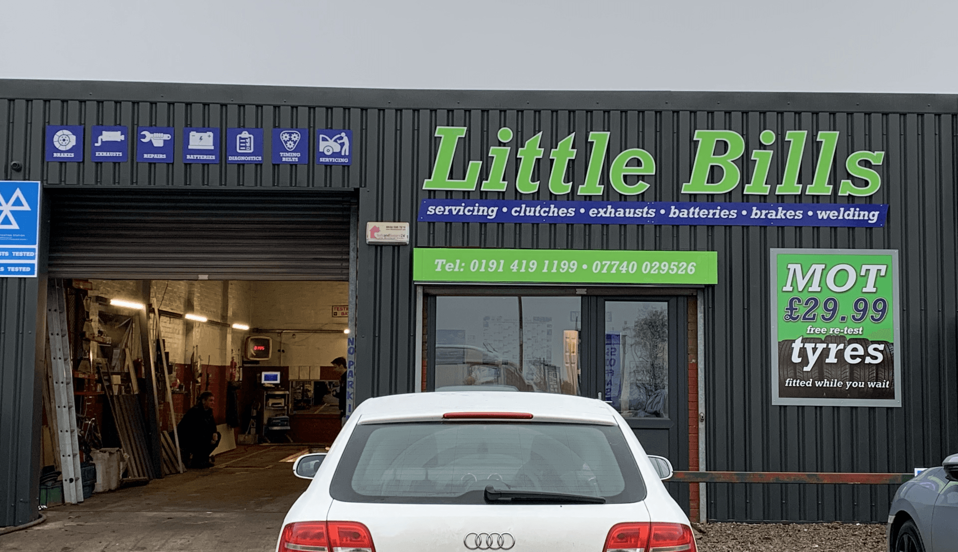 Exterior of a garage, 