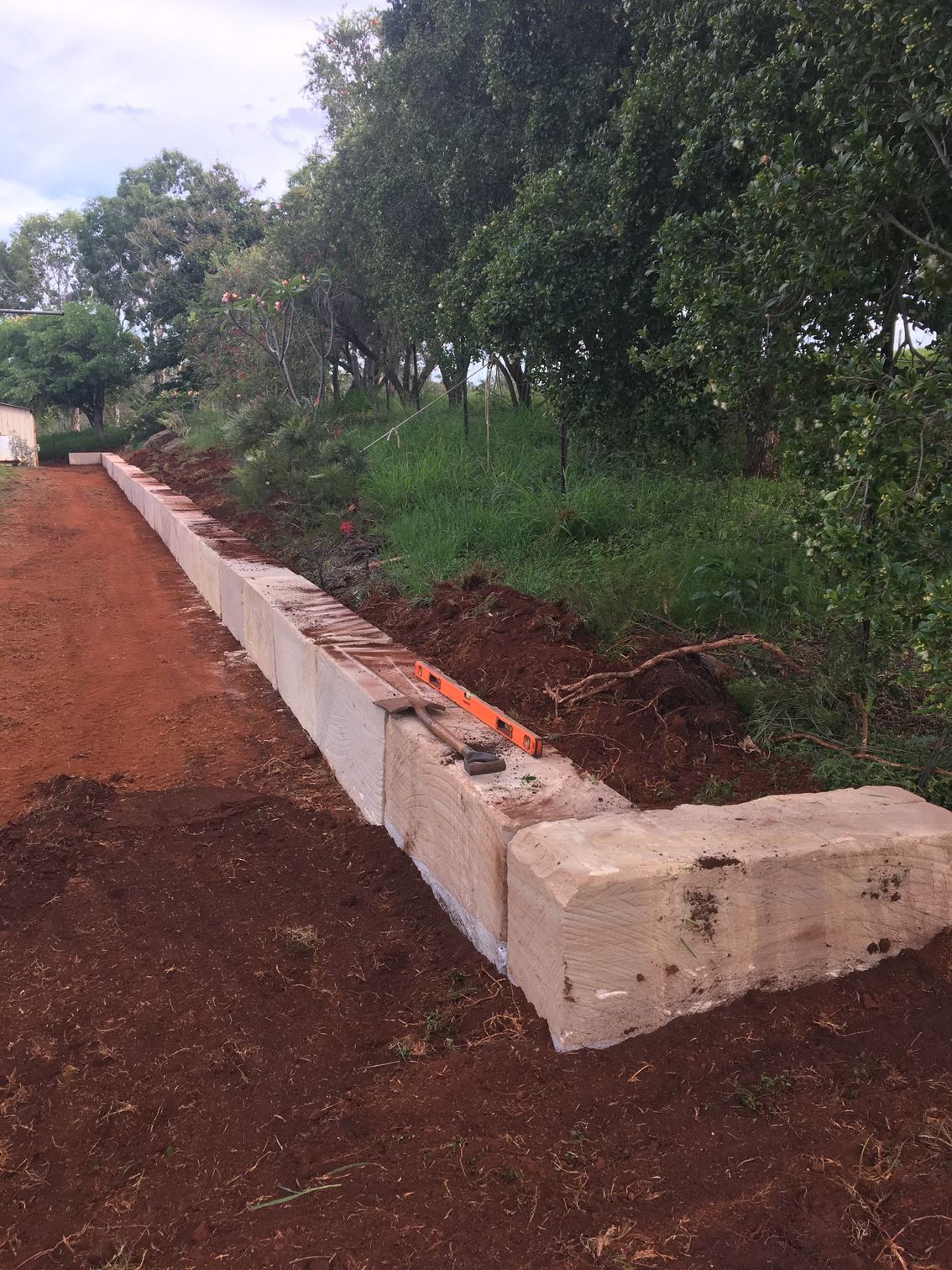 Concrete Retaining Wall Under Construction — A1 Rock This City Truck & Dog Hire In Good Night, QLD
