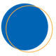 Blue circle overlaid with a gold crescent.